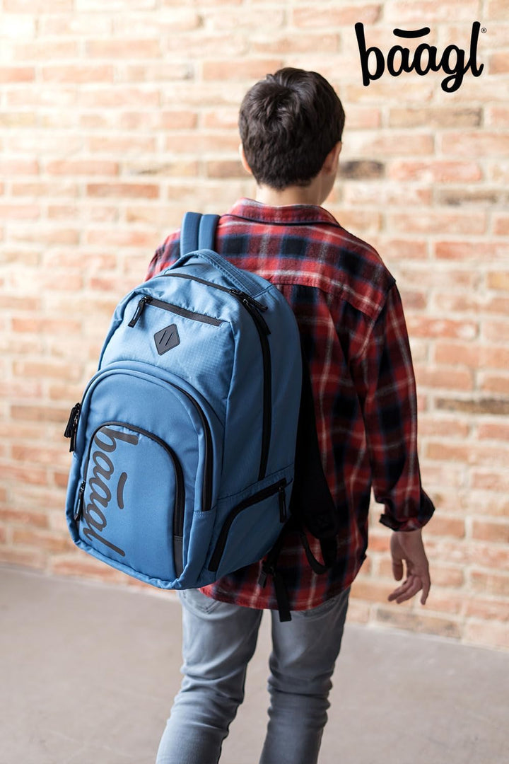 Baagl Schulrucksack Set 3 Teilig, Ergonomischer Grosser Rucksack mit Kühlfach für Jungen Mädchen Tee