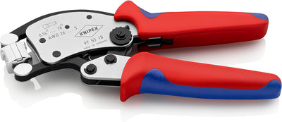 Knipex Twistor®16 Selbsteinstellende Crimpzange für Aderendhülsen mit drehbarem Crimpkopf verchromt,