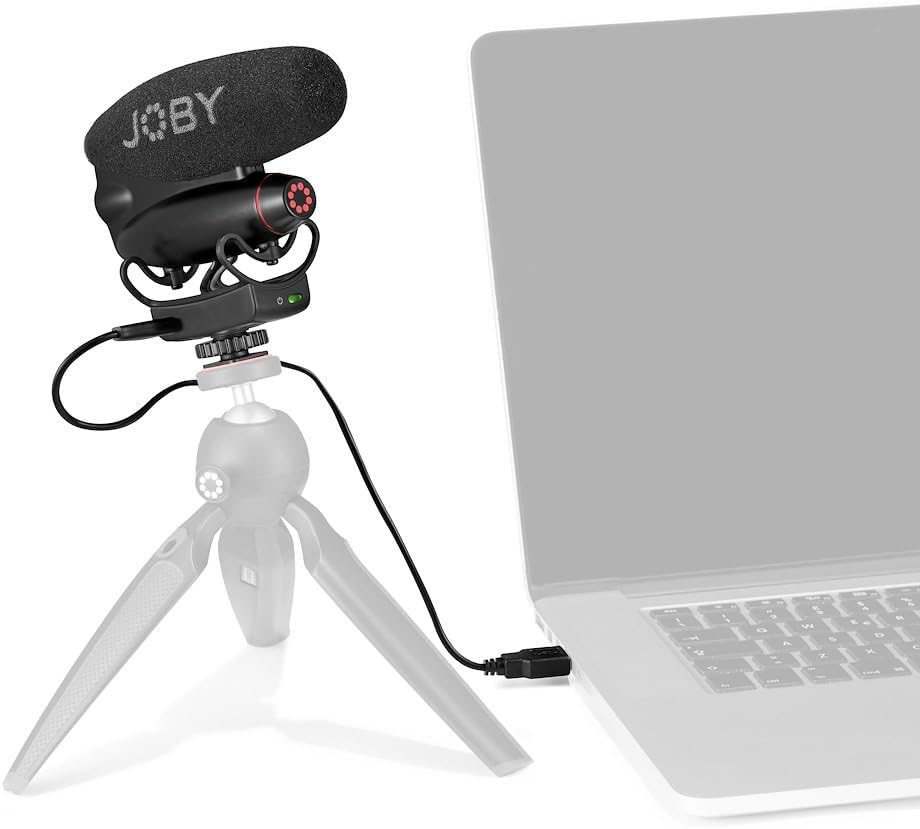 Joby Wavo PRO DS Professionelles Richtmikrofon zur Kameramontage, Rycote-Dämpfungshalterung, Low-Cut