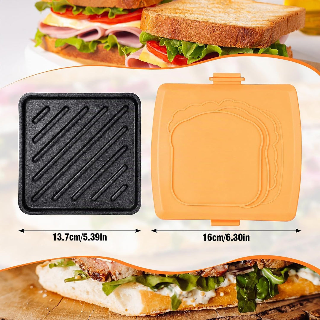 Sandwichmaker Mikrowellen, Sandwichtoaster 16 x 16 cm, Kontaktgrill Abnehmbare Platten und Silikonsc