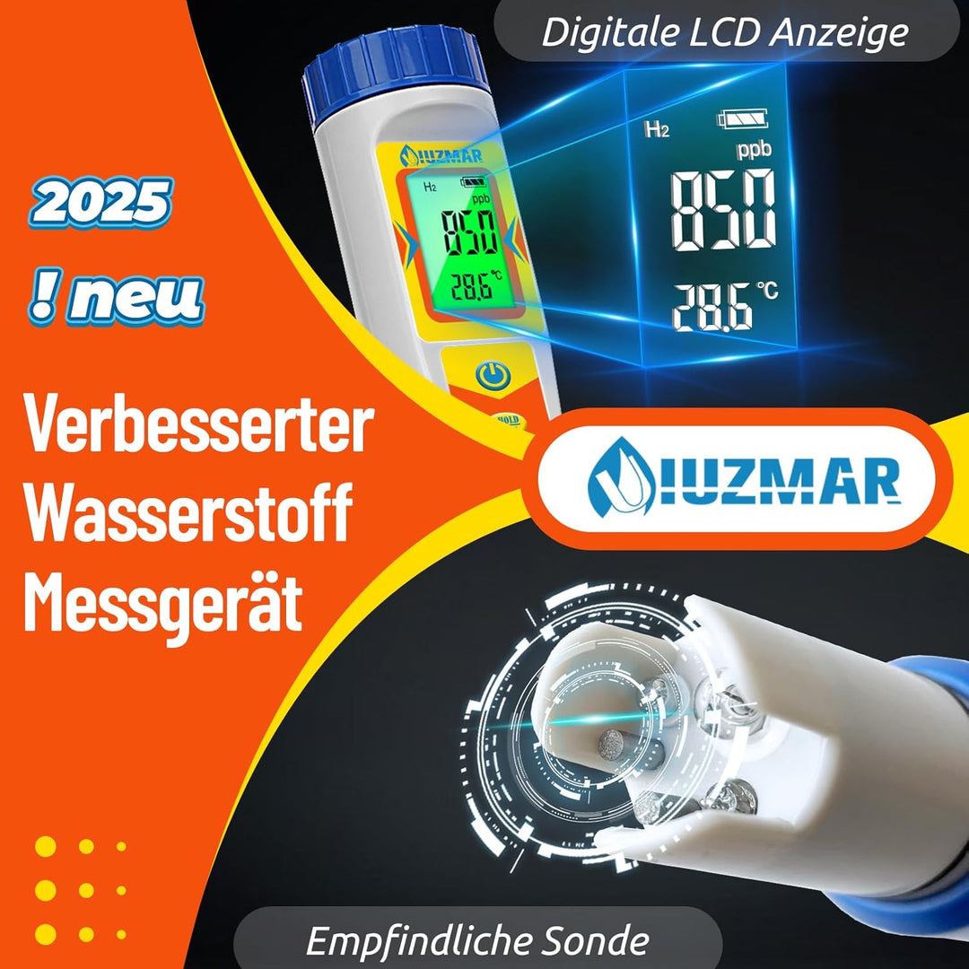 Wasserstoff Messgerät und pH Messgerät Wasser, Wasserstoff Wasserflaschentester für Trinkwasser, 6 i
