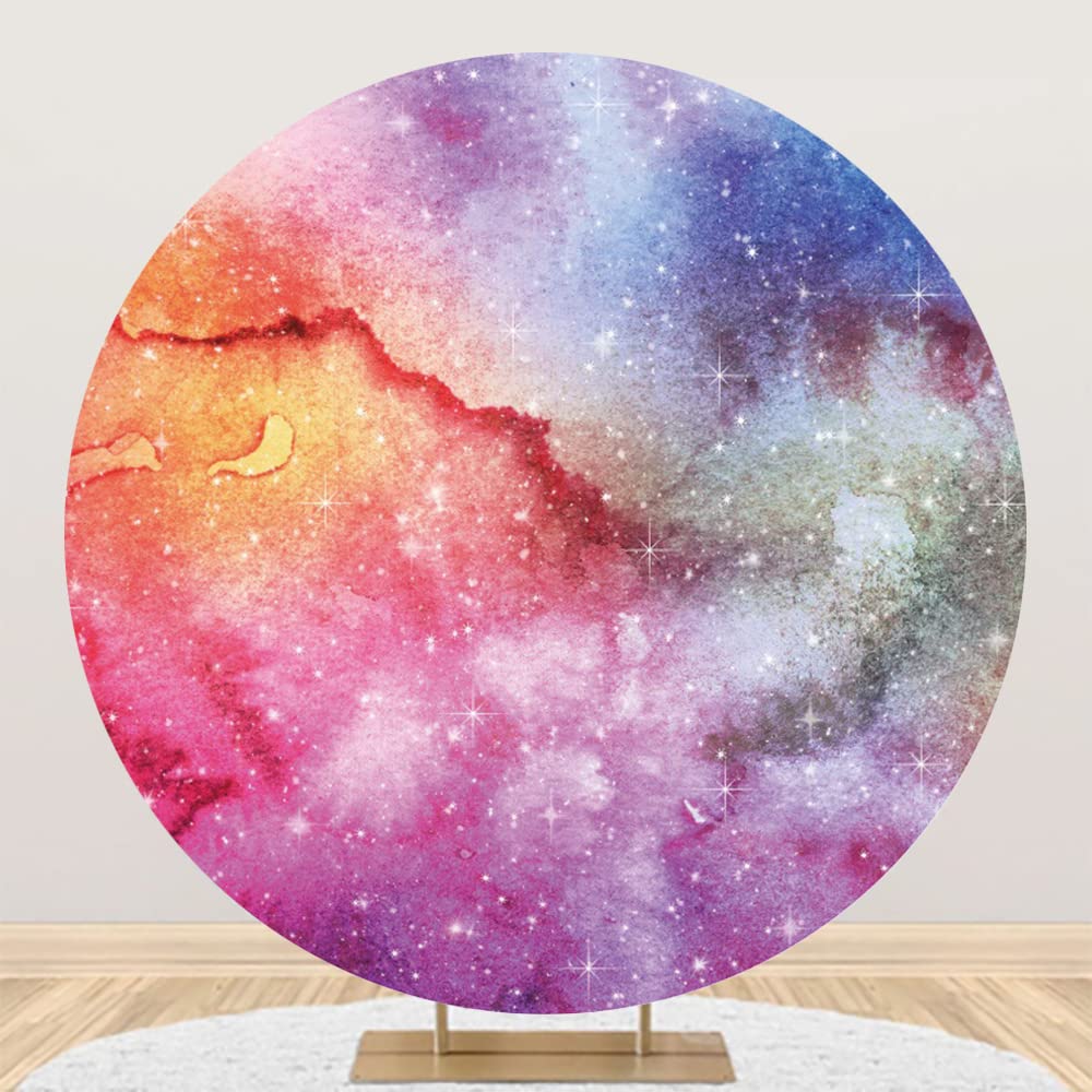 Aoihrraan 200cm Durchmesser Buntes Aquarell Runden Fotografie Hintergrund Glitzer Nebel Regenbogen A