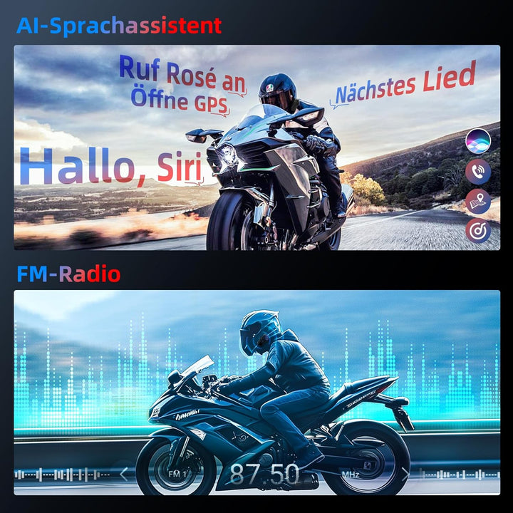 Moman Motorrad Headset Intercom, CP-E Motorradhelm Kommunikationssystem für 6 Fahrer mit 2000M HiFi-