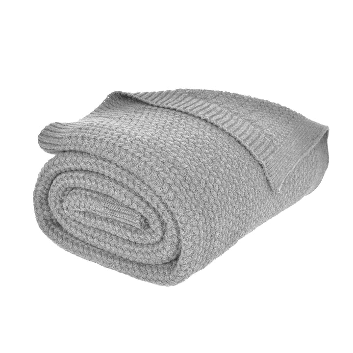 nielsen HOME Wohndecke Jaron fein gestrickt, 150x200 cm, Hellgrau, 100% Baumwolle, Fischgrat-Optik,