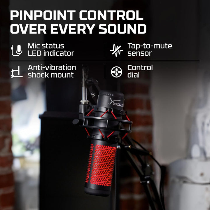 HyperX QuadCast – Standalone USB Mikrofon mit umfangreichen Funktionen für Streamer Gamer, Schwarz Q