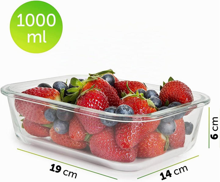 [5er Pack] Frischhaltedosen Glas mit Deckel - Meal Prep Boxen Glas - Glasbehälter Set - Spülmaschine