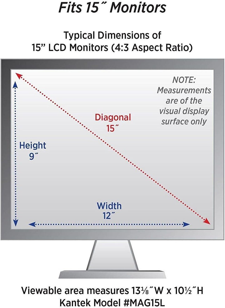 Kantek Maxview MAG15L LCD Monitor Lupenfilter für 15 Zoll Monitore (diagonal gemessen) 15-Inch Stand