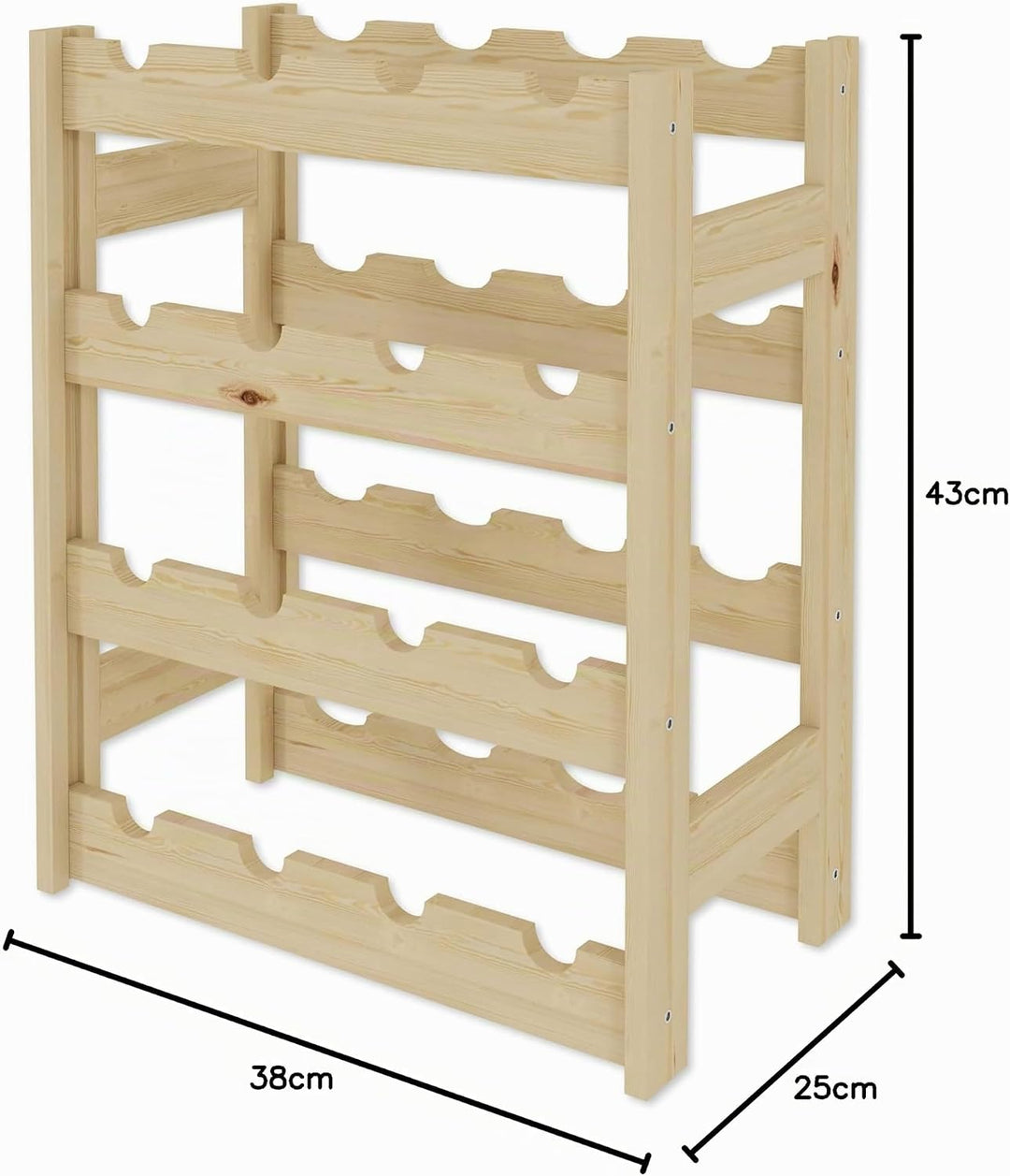 Lenmar Serie RW Weinregal aus Holz für Flaschen, Anthrazit, Braun, Natur, RW-1, 3-11 liegen, für 12-