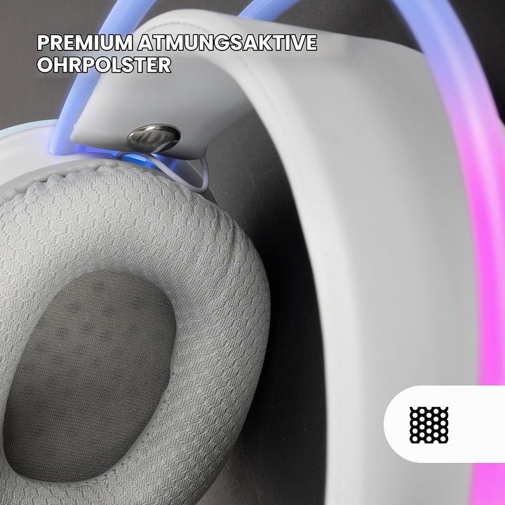 MARSGAMING Mars Gaming MH-Glow Rosa, 360° Full Chroma RGB Flow Kopfhörer, Mikrofon Geräuschunterdrüc