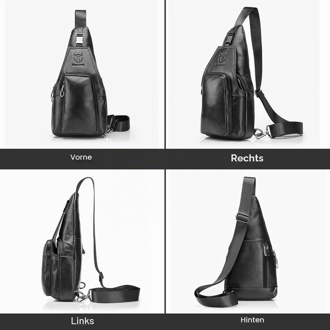 BULLCAPTAIN Herren Brusttasche aus Leder Umhängetasche Herren Rucksäcke Schultertaschen Taschen für