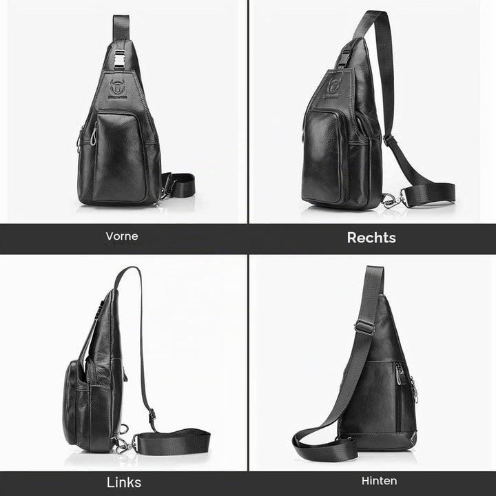 BULLCAPTAIN Herren Brusttasche aus Leder Umhängetasche Herren Rucksäcke Schultertaschen Taschen für