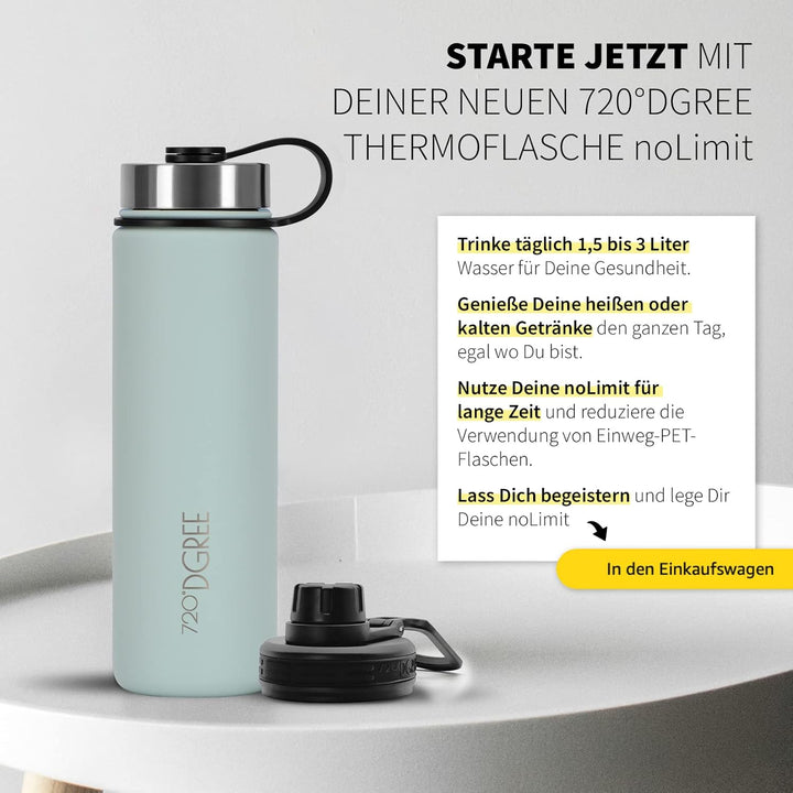 720°DGREE Edelstahl Trinkflasche “noLimit” – 710ml - Auslaufsicher, Kohlensäure geeignet, BPA-Frei -