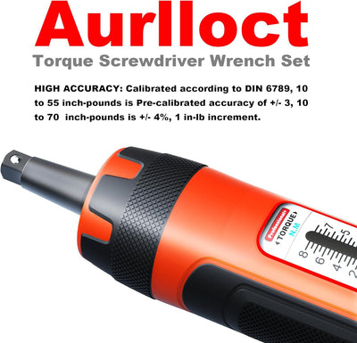 Aurlloct MicroClick Drehmomentschlüssel 1/4 Zoll, 1-8 Nm Drehmomentschraubendreher, Premium Drehmome