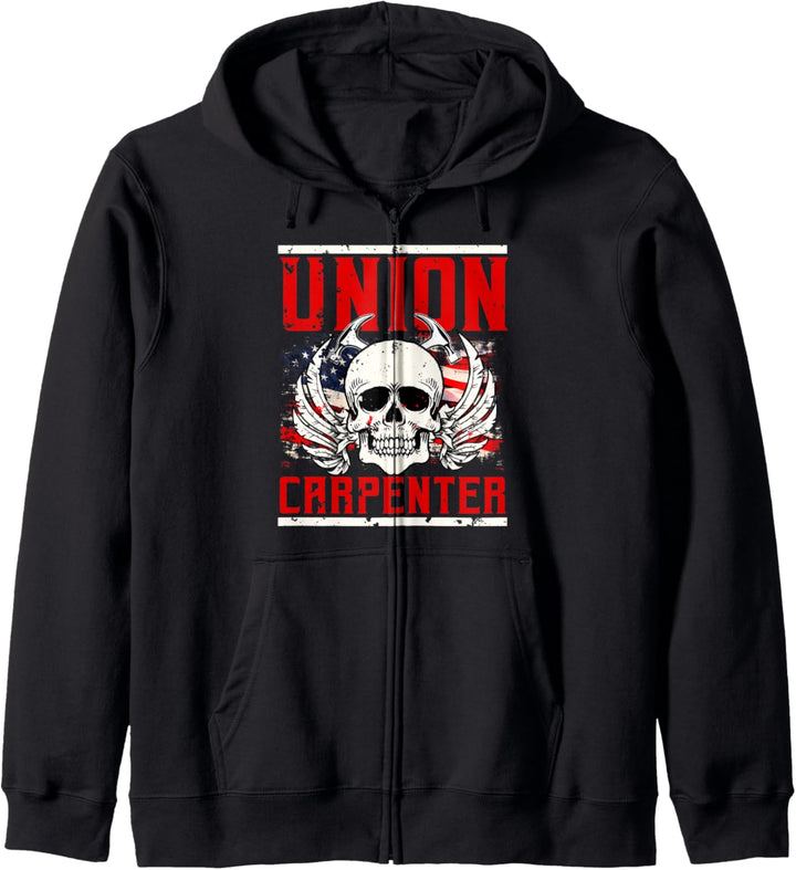 Carpenter Gifts Patriotic American Flag Union Skull Kapuzenjacke