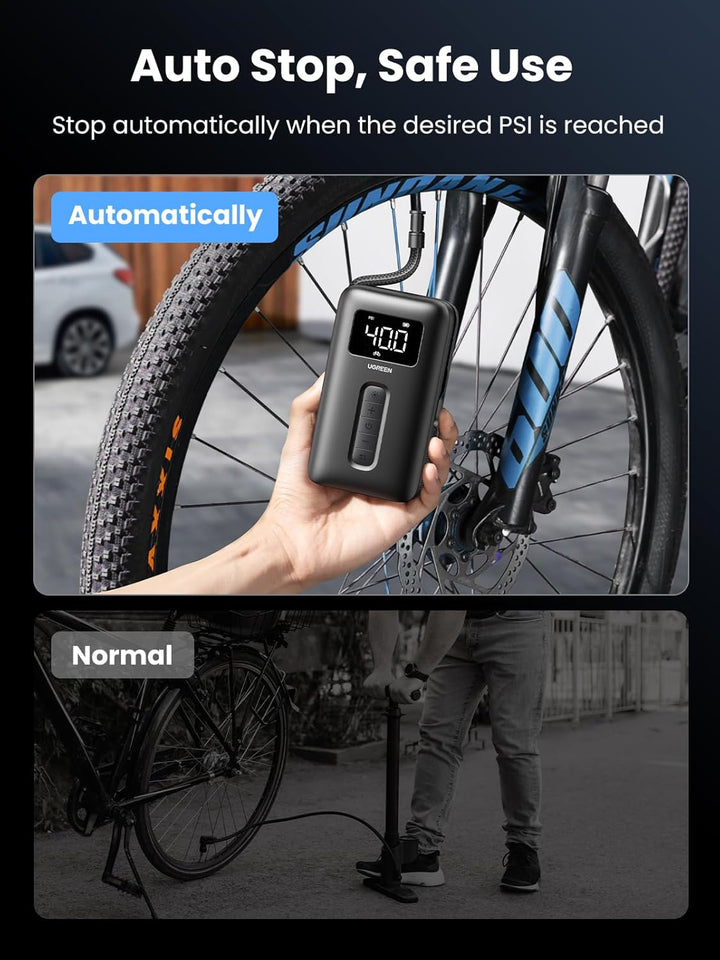 UGREEN Luftpumpe 150 psi Elektrischer Kompressor Tragbar Fahrradpumpe Mini Reifenpumpe mit Digital L