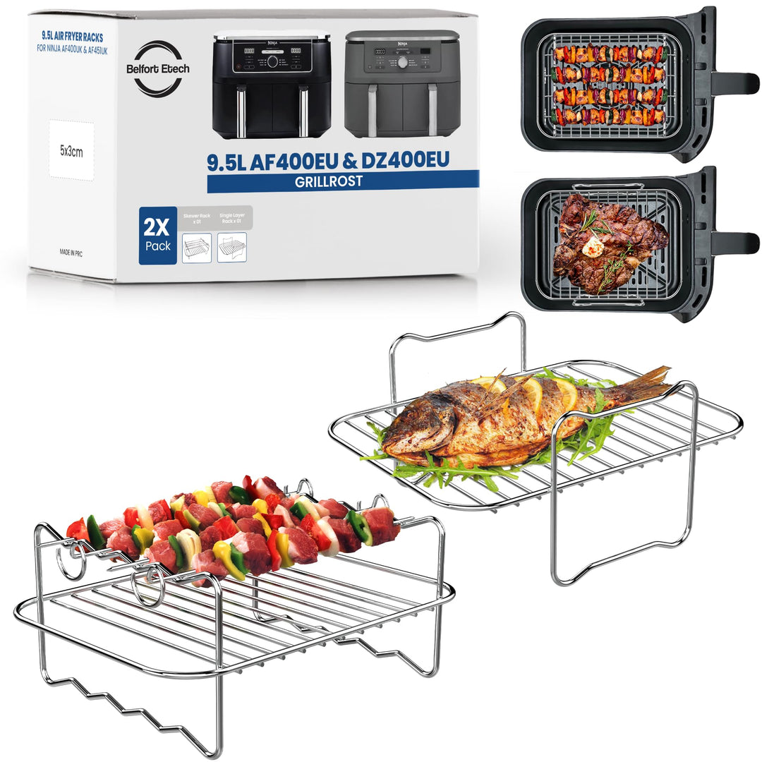 Premium Ninja 9,5L AF400EU & DZ400EU Grillrost | 2 Stücke Airfryer Grillrost für Foodi Max Dual Zone