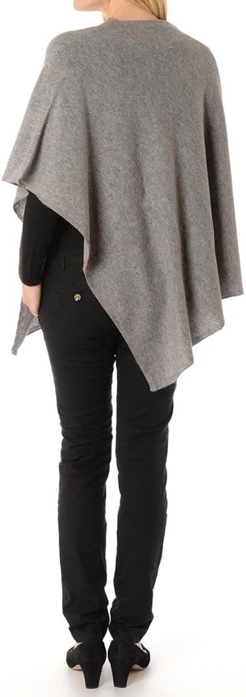 LES POULETTES -Grosse Poncho 100% Kaschmir 2-fädig Classics Einheitsgrösse Grosse Grössen Grau, Einh