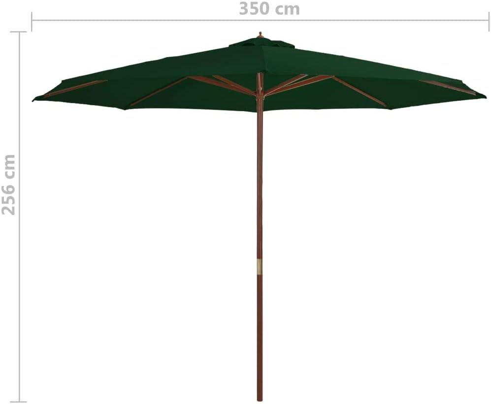 Tidyard Sonnenschirm Gartenschirm mit Holzmast | Marktschirm Ø 350 cm Balkonschirm Terrassenschirm |