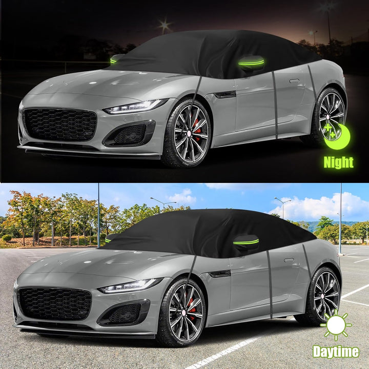 Halbe Autoabdeckung Kompatibel mit Jaguar F-Type 2014-2024, Halbabdeckung wasserdichte Halbgarage mi