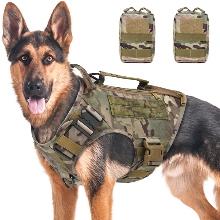 AIWAI Taktisches Hundegeschirr für mittlere und grosse Rassen, Molle-Panels Metallschnalle, Weste mi