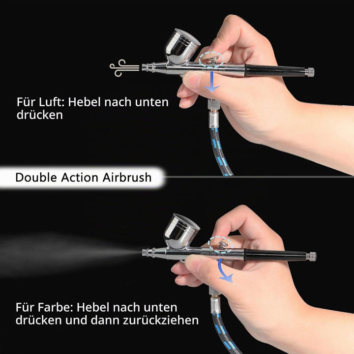 Sagud Mini Airbrush Kit mit tragbarem Airbrush Kompressor Schwerkraft gespeist mit doppeltwirkender