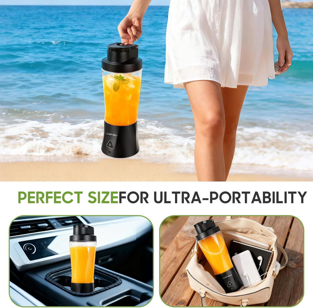 Smoothie Maker to go, 700 ml Portable Blender, 6000 mAh, Selbstreinigungsfunktion, Inklusive 6 Schar