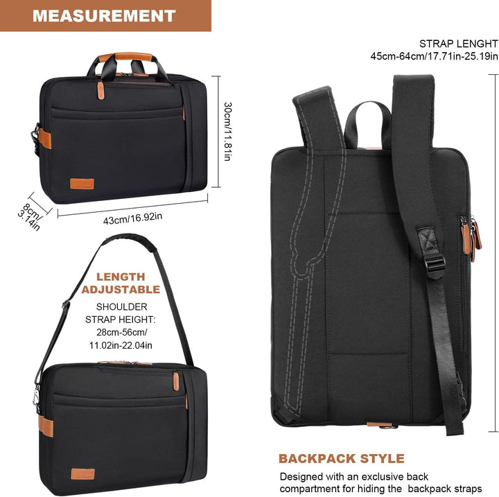 ESTARER Umwandelbar Rucksack Laptoptasche Umhängetasche Herren 17/17,3 Zoll Multifunktions Nylon Tas