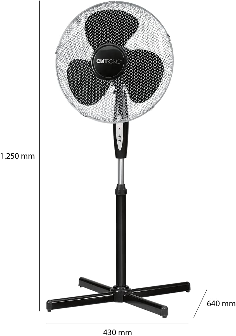 Clatronic Standventilator Ventilator Fan VL 3741 S; sehr leise; Durchmesser 40 cm; Oszillierend/Rota
