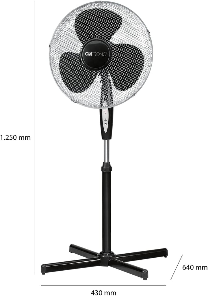Clatronic Standventilator Ventilator Fan VL 3741 S; sehr leise; Durchmesser 40 cm; Oszillierend/Rota