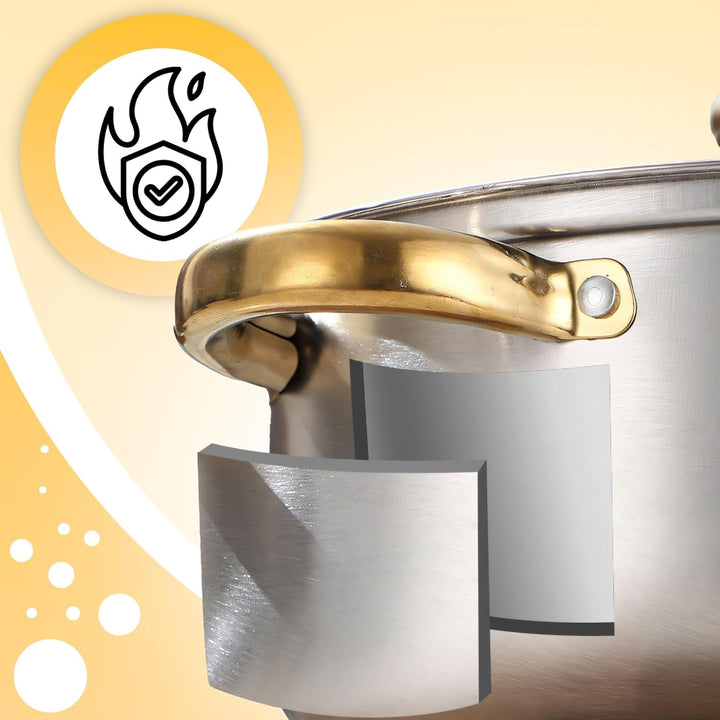 Retoo Topfset 12-teilig Edelstahl Kochtopfset mit Glasdeckel und goldenen Griffen, Grosses Cooking P