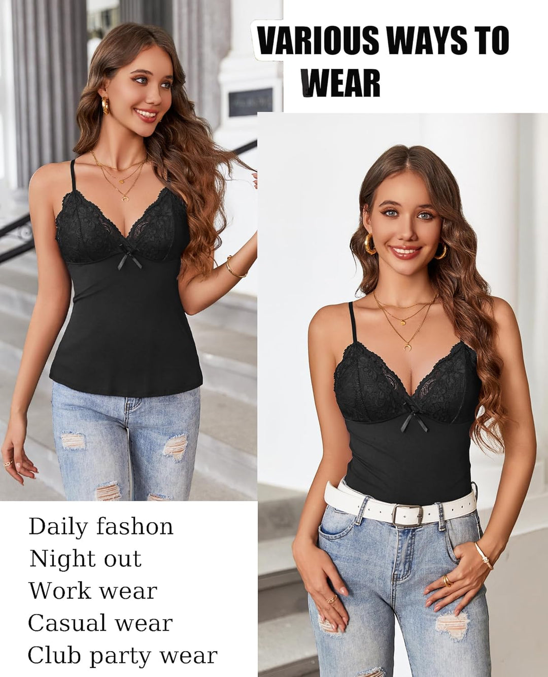 Avidlove Unterhemd Damen Tank Top Spaghetti Ärmellose Stretch Oberteil Slim Fit Basic Crop Tops Sexy