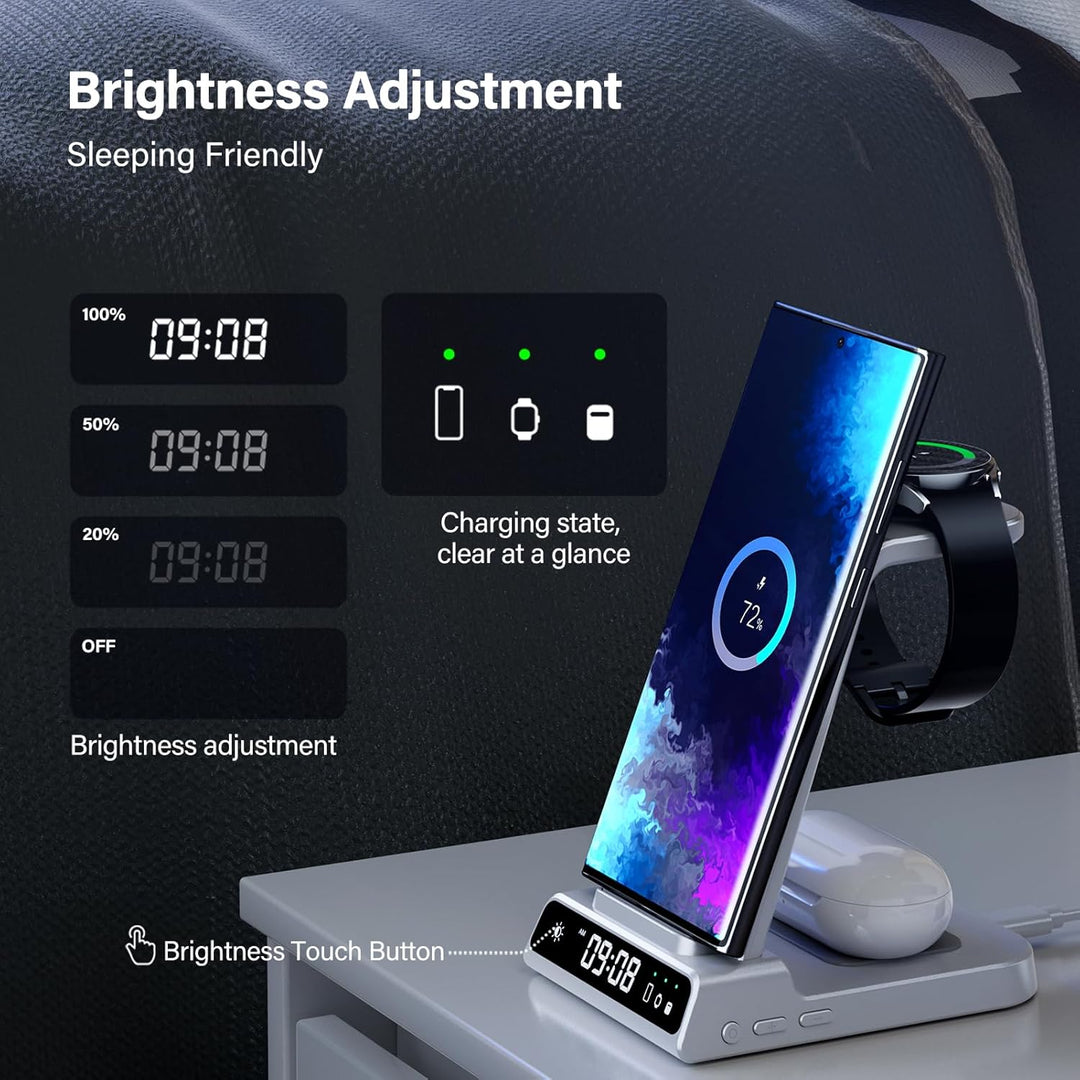 Induktive Ladestation für Samsung S25 Ultra, 3 in 1 Wireless Charger für Samsung Galaxy Watch 8/8 Cl