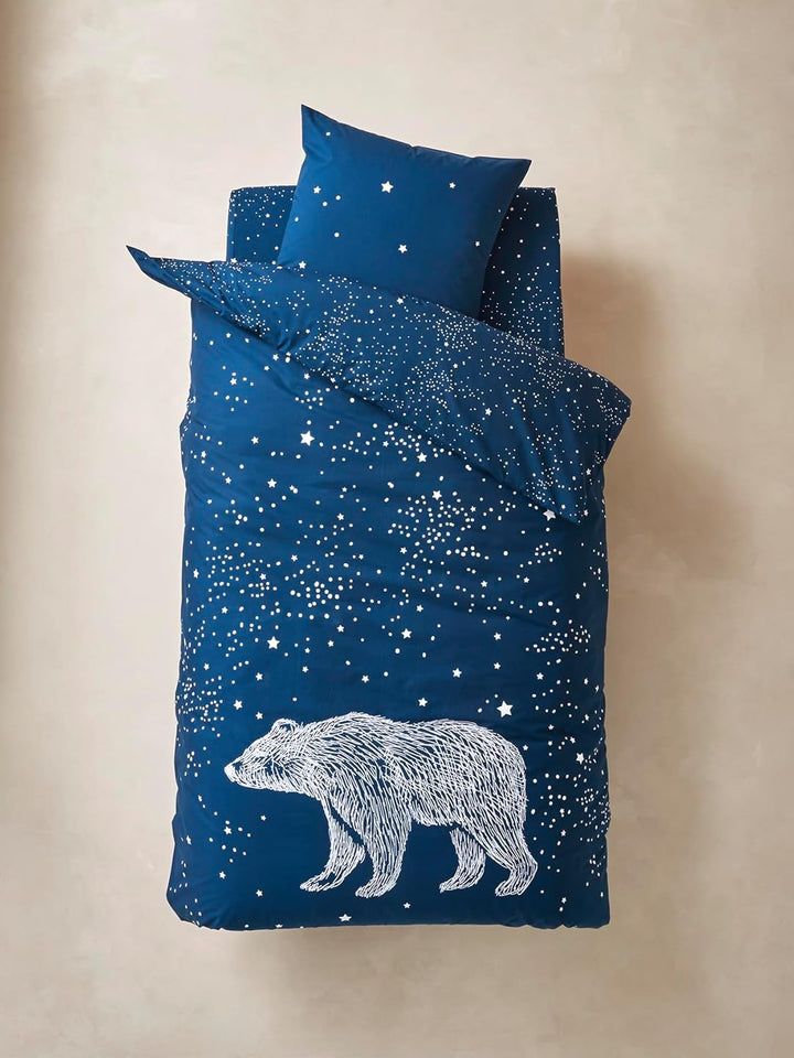 Vertbaudet Bettwäsche-Set für Kinder,Eisbär dunkelblau 140X200 - Kissen 63X63 140X200 - KISSEN 63X63