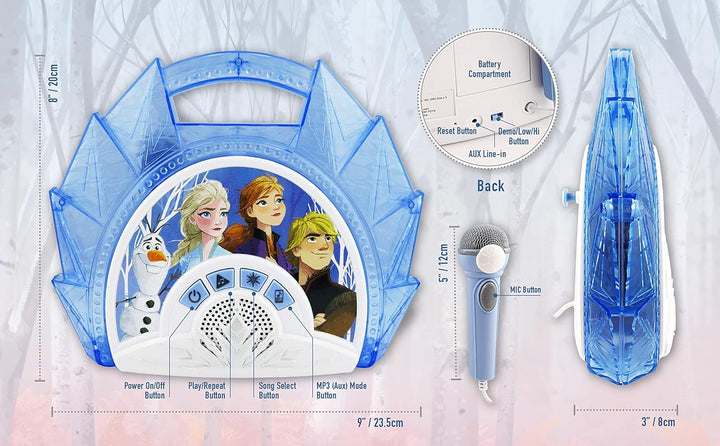 Disney Eiskönigin 2 / Frozen 2 Karaoke Maschine mit Mikrofon für Kinder - eKids FR-115V2