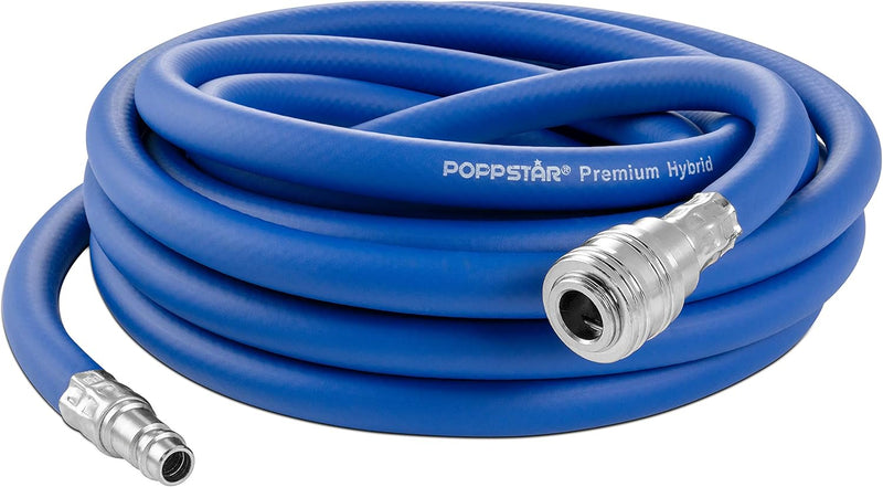 Poppstar Druckluftschlauch 5 m (Hybrid PVC mit Gewebe, Innendurchmesser 9,2mm mit Schnellkupplung &