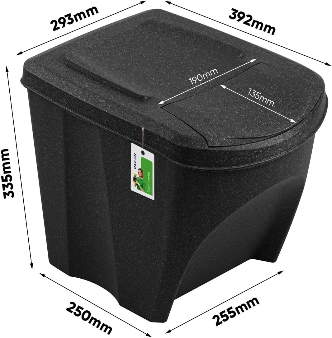 Mülleimer Set Eco Mülltrennsystem 4x25L – Abfalleimer mit farbigen Deckeln, Recycling Behälter für K