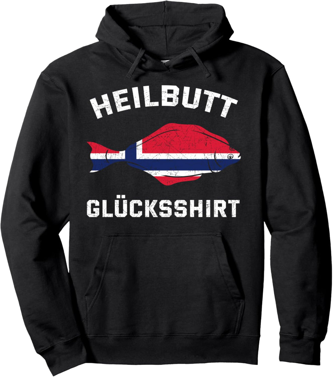 Heilbutt Glücksshirt Norwegen Flagge Angler Reise Geschenk Pullover Hoodie