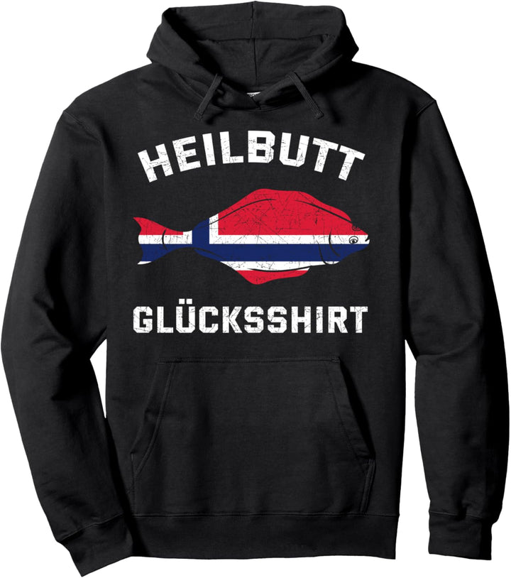 Heilbutt Glücksshirt Norwegen Flagge Angler Reise Geschenk Pullover Hoodie