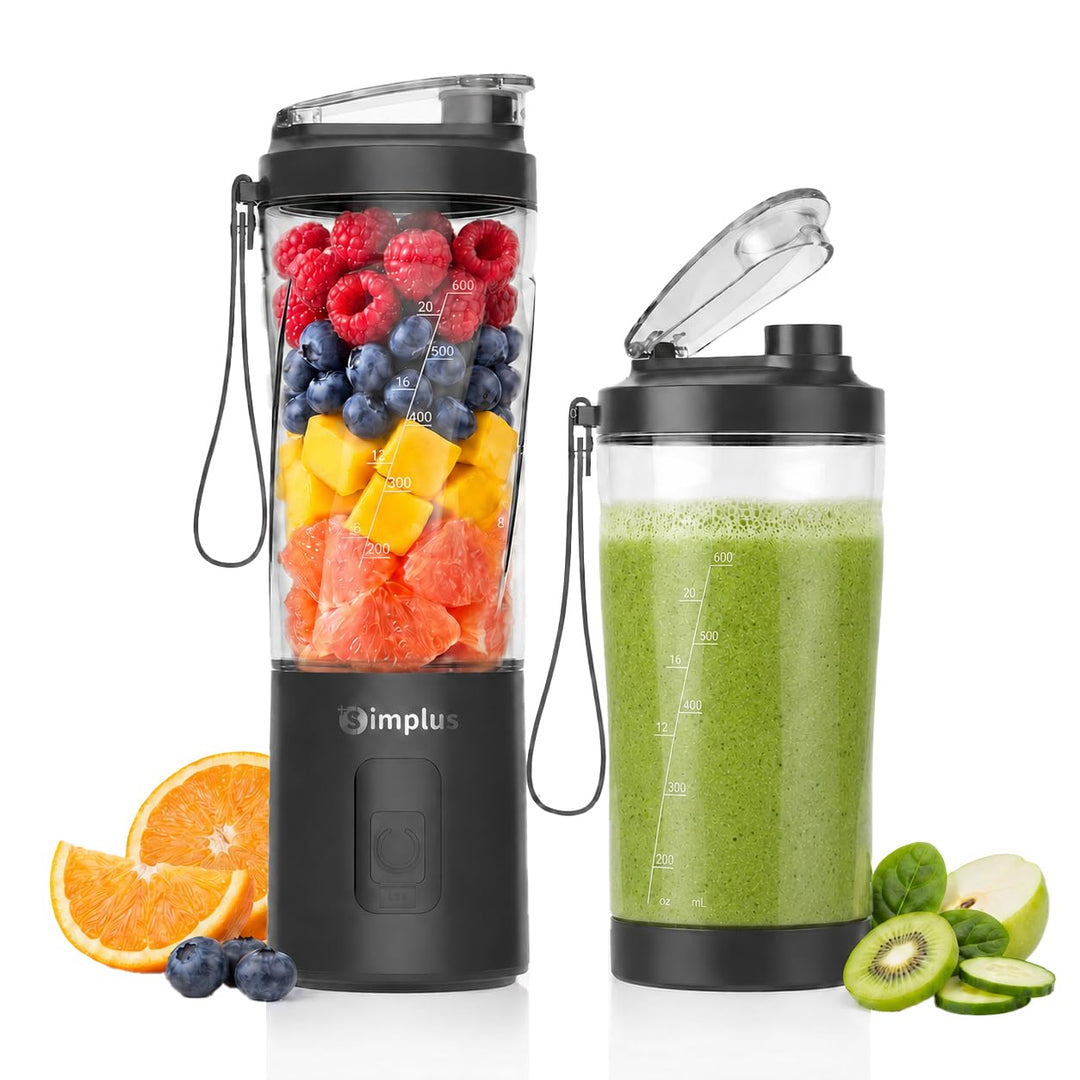 SIMPLUS Tragbarer Mixer 800ml Smoothie Maker To Go, USB-C Wiederaufladbarer Mini Standmixer, 6 Edels