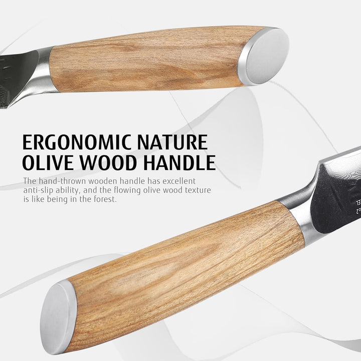 hecef Damastmesser Gemüsemesser Schälmesser 12.7 CM, Schärfer Küchenmesser klein, Allzweckmesser mit