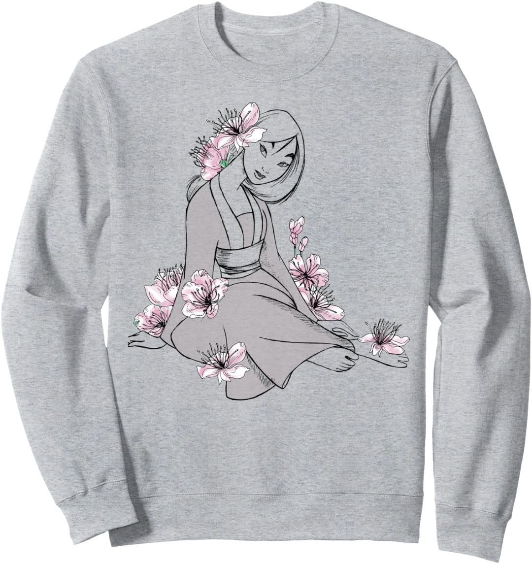 Disney Mulan Floral Sketch Outline Portrait Sweatshirt