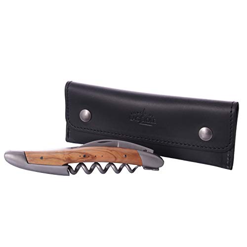 Forge de Laguiole Sommeliermesser, Olivenholz, Etui, matte Edelstahlbacken
