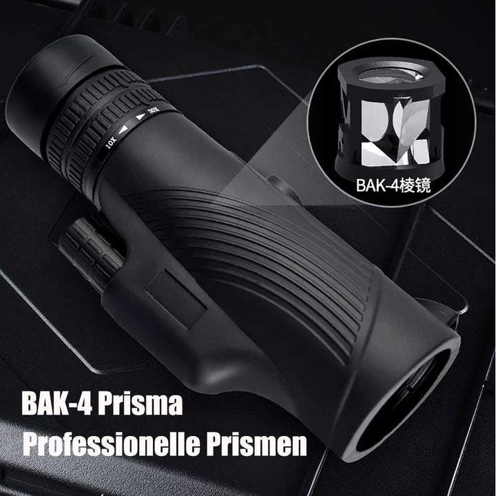DOCANIO Monokular 10-30x Zoom Monokulares mit BAK4 Prisma FMC Fernrohr Erwachsene mit Halter und Sta