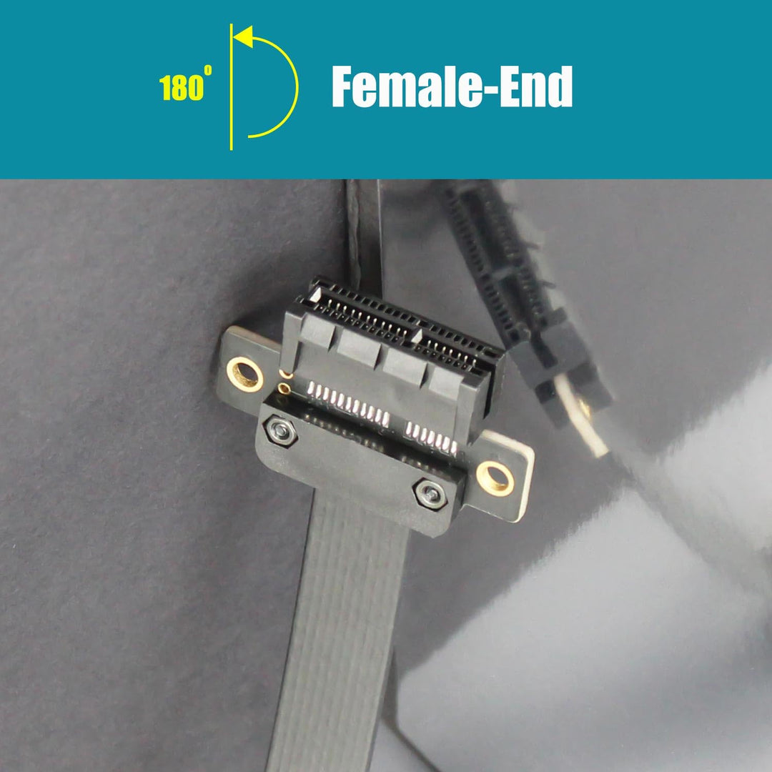 GLOTRENDS 300mm PCIe 3.0 X1 Riser Kabel (Dual Straight Angle) für PCIe WiFi Karte, M.2 PCIe Karte, F