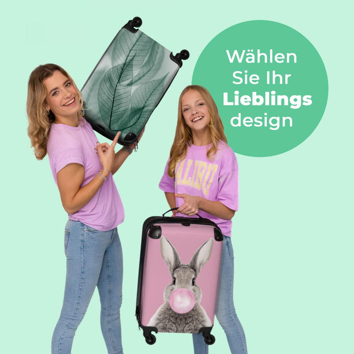 NoBoringSuitcases.com® Koffer Handgepäck Trolley Rollkoffer Kleine Reisekoffer mit 4 Rollen - Blätte