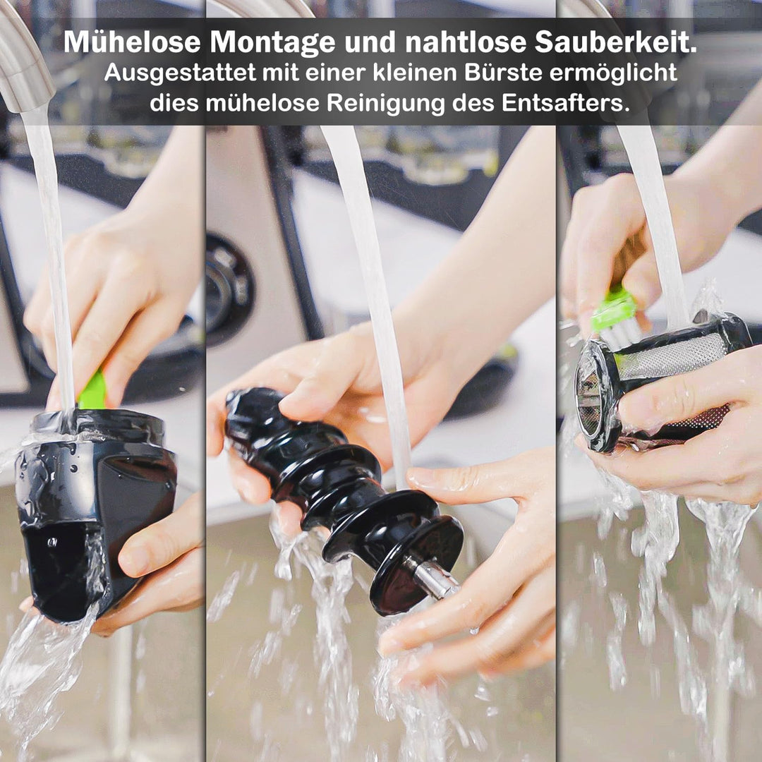 Muchen Slow Juicer Entsafter für Obst und Gemüse Ruhiger Motor Leichte Reinigung mit Rückwärts-Kau-F