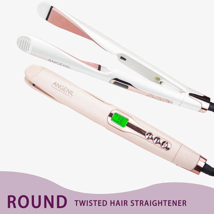 ANGENIL Pro Twist Haarglätter für Damen, Keramik-Glätteisen und Lockenstab 2-in-1, Haarglätter mit D