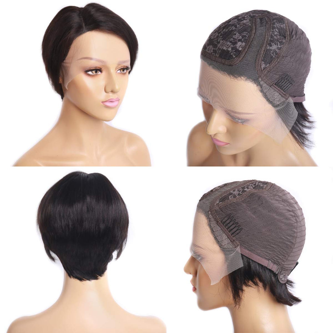 BELE Pixie Cut Bob Wig Short Straight Hair Lace Front Bob Wigs 8 inch T Part 13x6x1 Lace Front Wigs