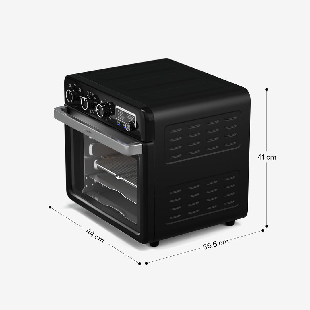 Klarstein AirGlaze Heissluftfritteuse – 34 L, 2000 W, 9 Programme, Drehknopfsteuerung, Rotisserie, P