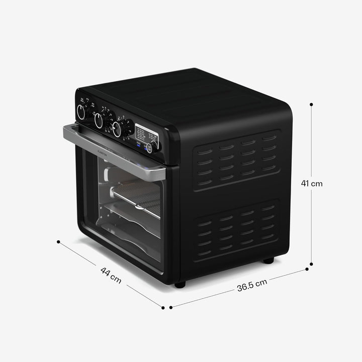 Klarstein AirGlaze Heissluftfritteuse – 34 L, 2000 W, 9 Programme, Drehknopfsteuerung, Rotisserie, P